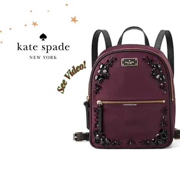 ♠️ Kate Spade Wilson Road Embellished Small Bradley Backpack Plum Purple ♠️ - Picture 10 of 10